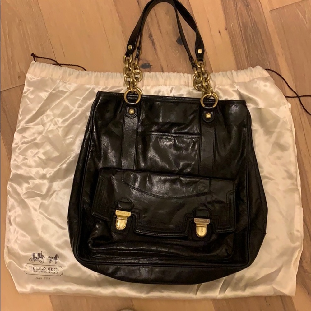 Gorgeous black Coach leather tote